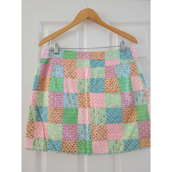 Vineyard Vines Womens pink Patchwork Wrap skirt Hulu girls print wear size 10 - Picture 7 of 9